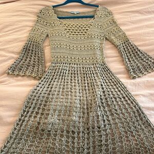 Leifsdottir crocheted gold and tan dress